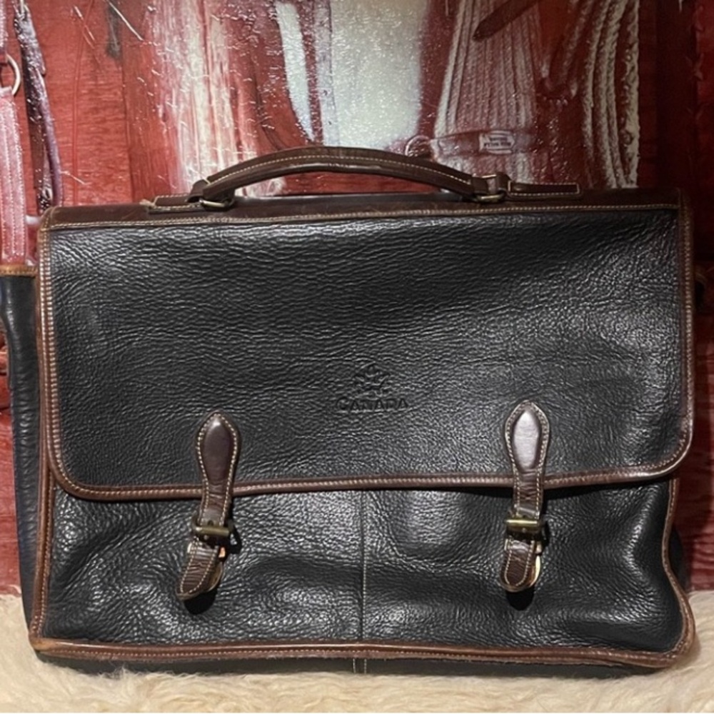 Roots XL leather briefcase